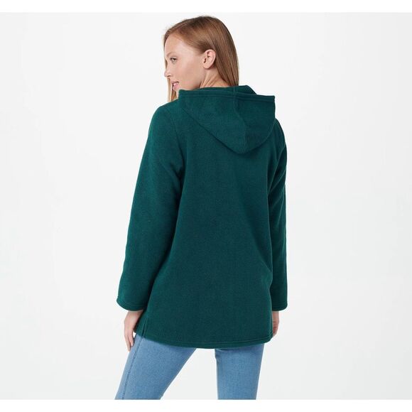 Quacker Factory Womens XL Embellished Fleece Zip Front Jacket Light Blue NWOT - Picture 2 of 4